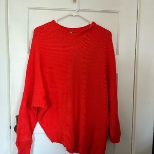 Free People Vibrant Red Knit Sweater